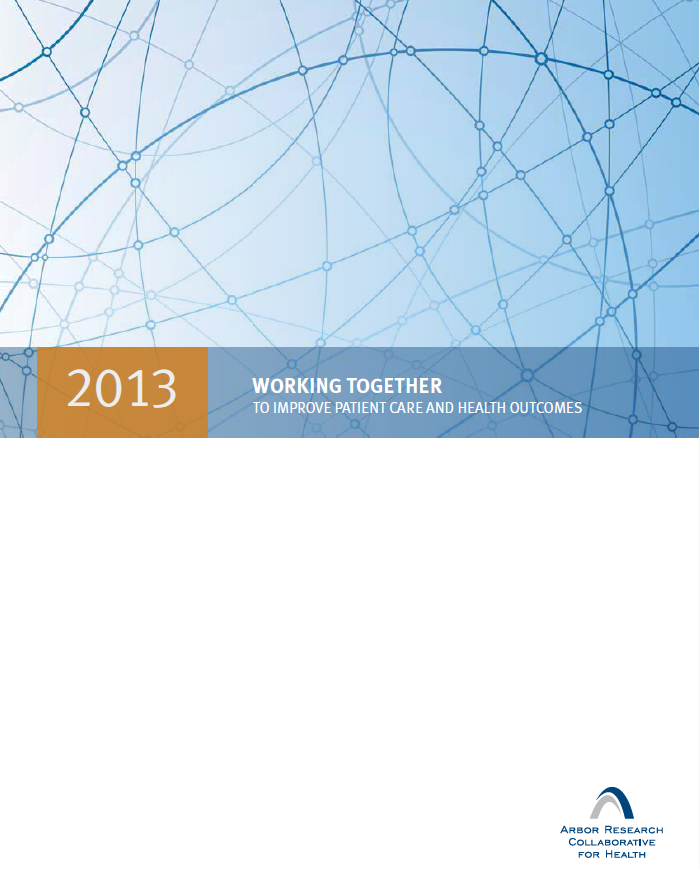 2013 Annual Report cover. The top of the cover is light blue, with thin overlapping circles in a darker blue. The report title is on a darker blue bar in the middle.